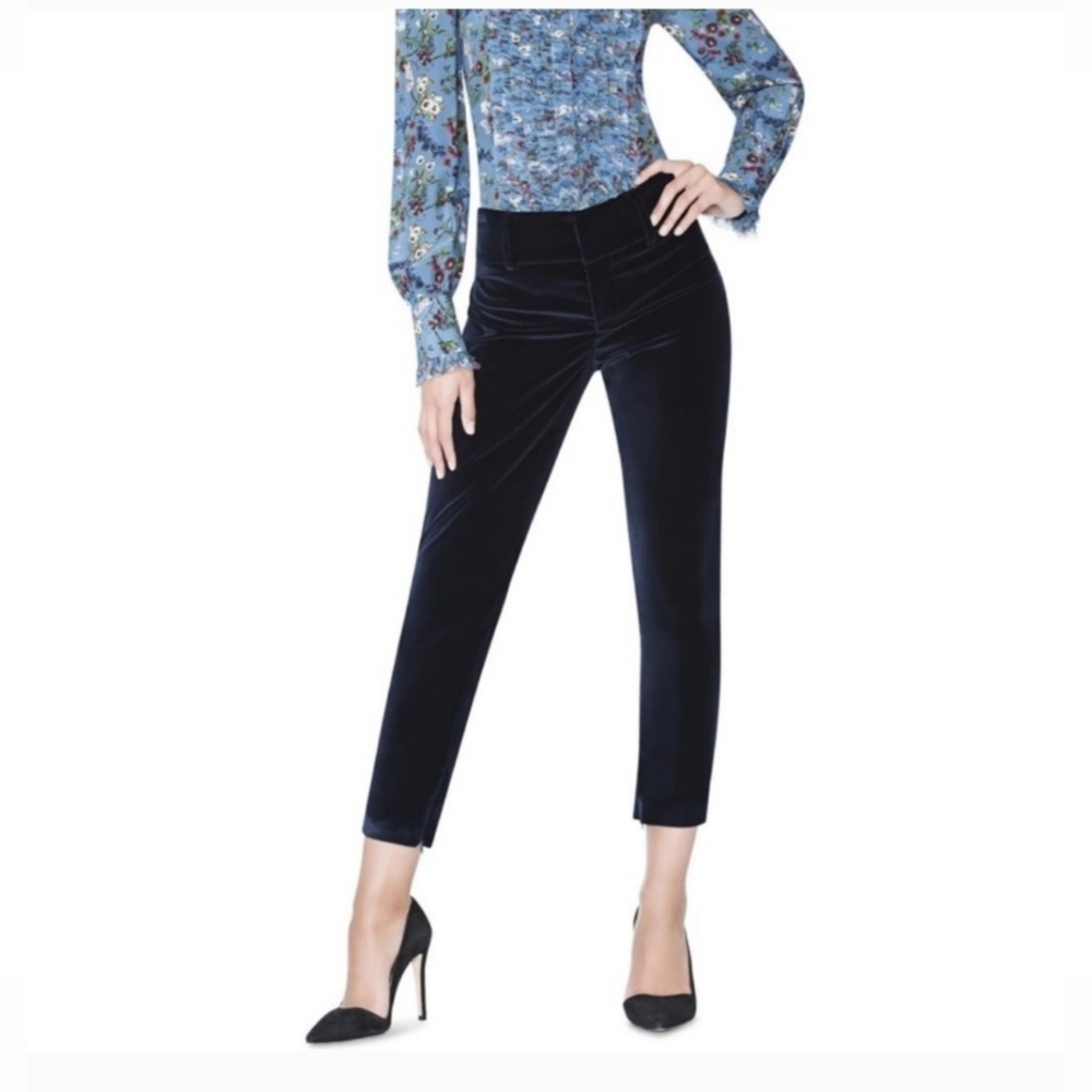 Alice + Olivia Macey Navy Blue velvet Pant Size 0 - Picture 3 of 8